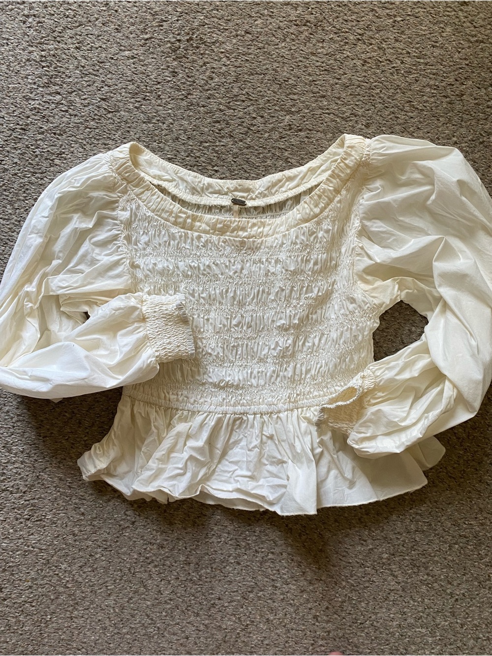 Free People Women's Smocked Peasant Blouse - Cream